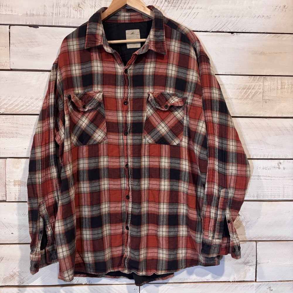 Redhead Long‎ Sleeve Plaid Button Up Short 2XL Red 100% Cotton